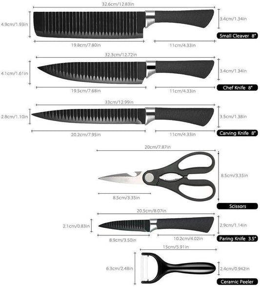 6 Piece stainless Steel Chef Knife Set
