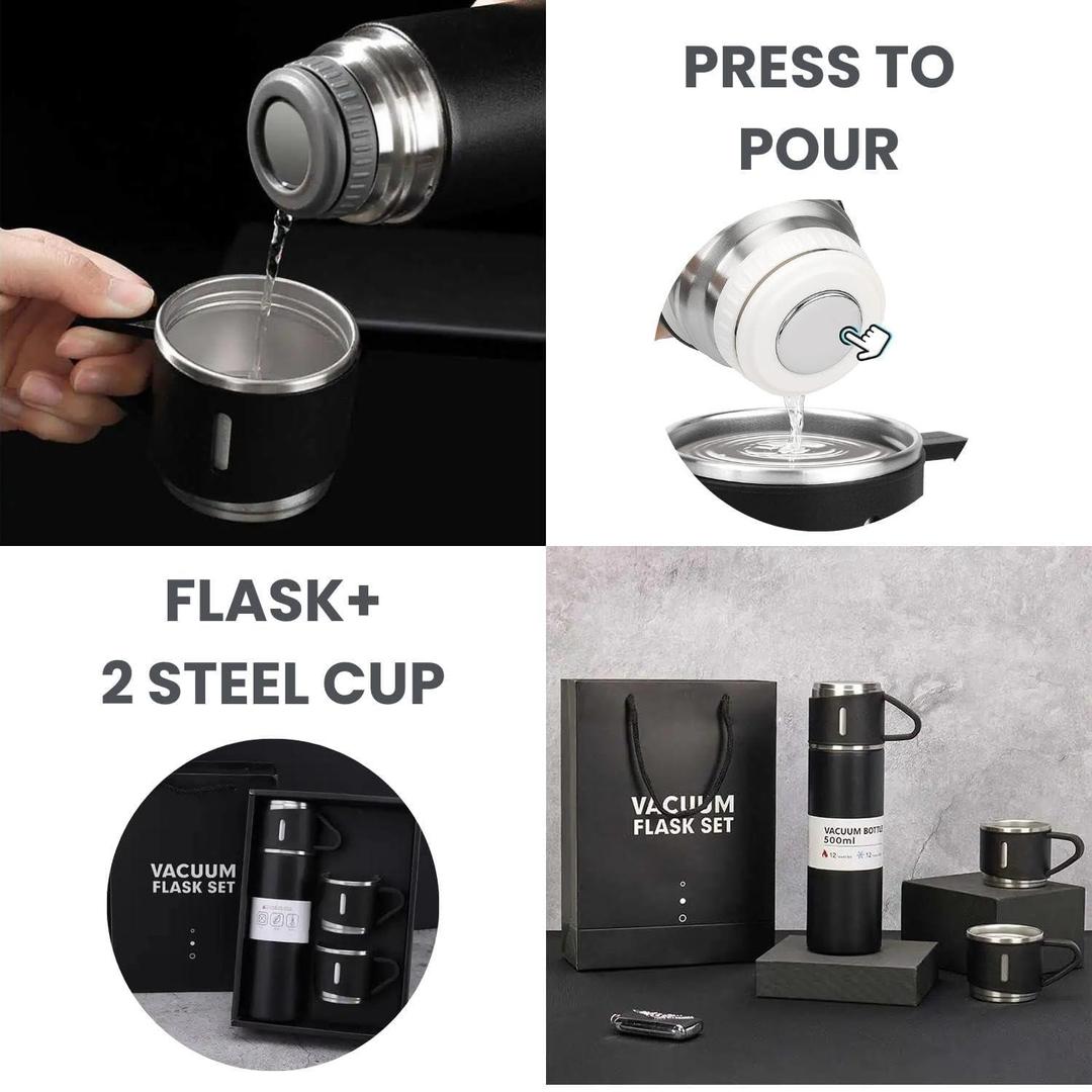 Premium vaccuum water bottle Black stainless steel