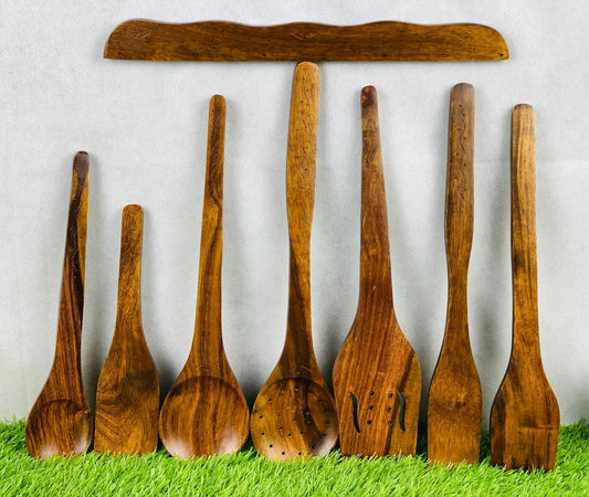7 Piece Wooden Spoon Set Eco Friendly