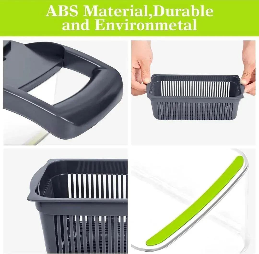 Multi Funtional vegetable cutter with 7 blades for easy slicing and dicing.