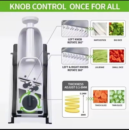 5 in 1 multi funtional vegetable and fruit slicer with 40 Thickness Adjustment.