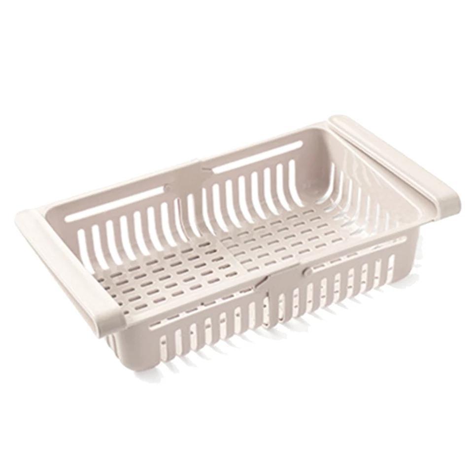 Adjustable Plastic Fridge Storage Basket Ligth Blue
