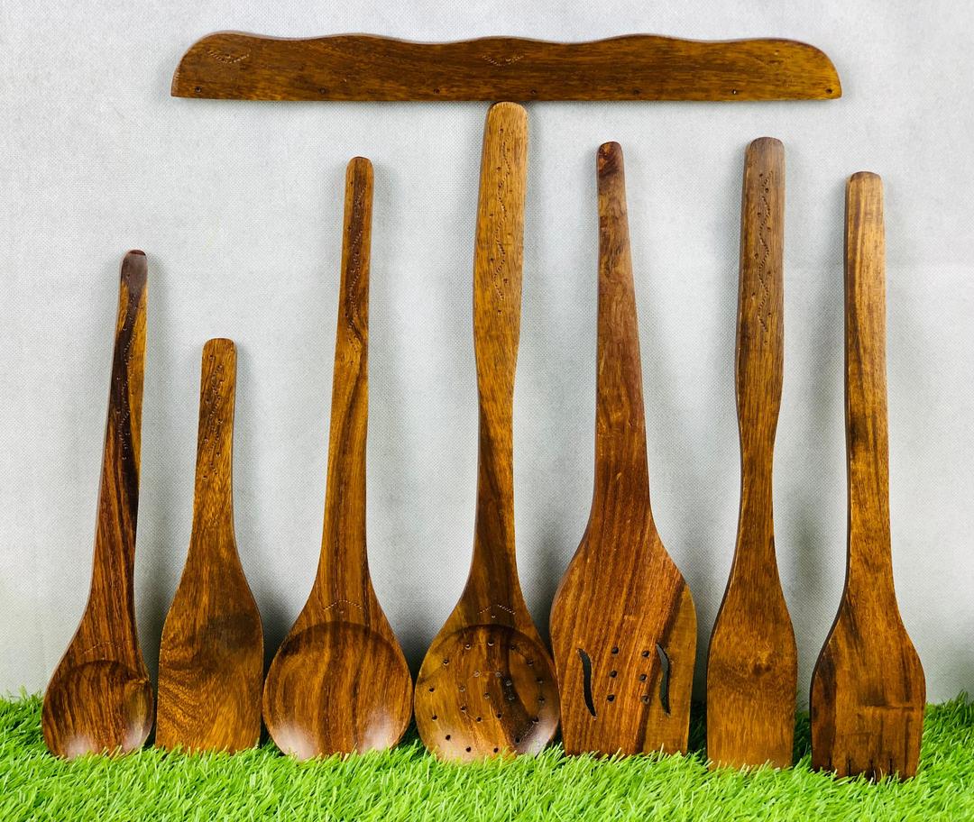 7 Piece Wooden Spoon Set Eco Friendly