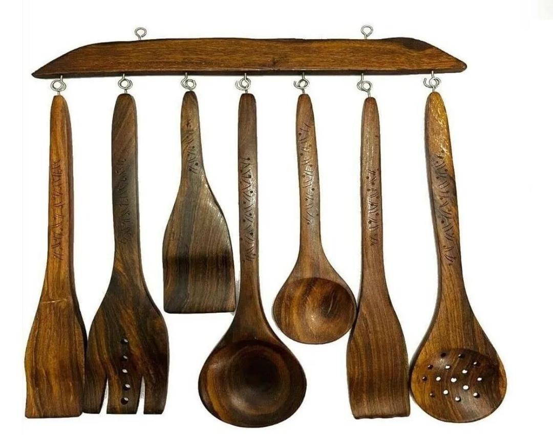 7 Piece Wooden Spoon Set Eco Friendly