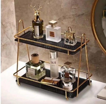 2-Tier Metal Makeup Organizer & Cosmetic Storage Shelf (11.5" x 5")