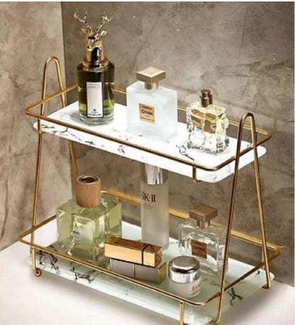 2-Tier Metal Makeup Organizer & Cosmetic Storage Shelf (11.5" x 5")
