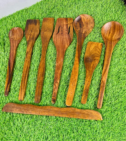 7 Piece Wooden Spoon Set Eco Friendly