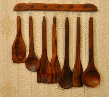 7 Piece Wooden Spoon Set Eco Friendly