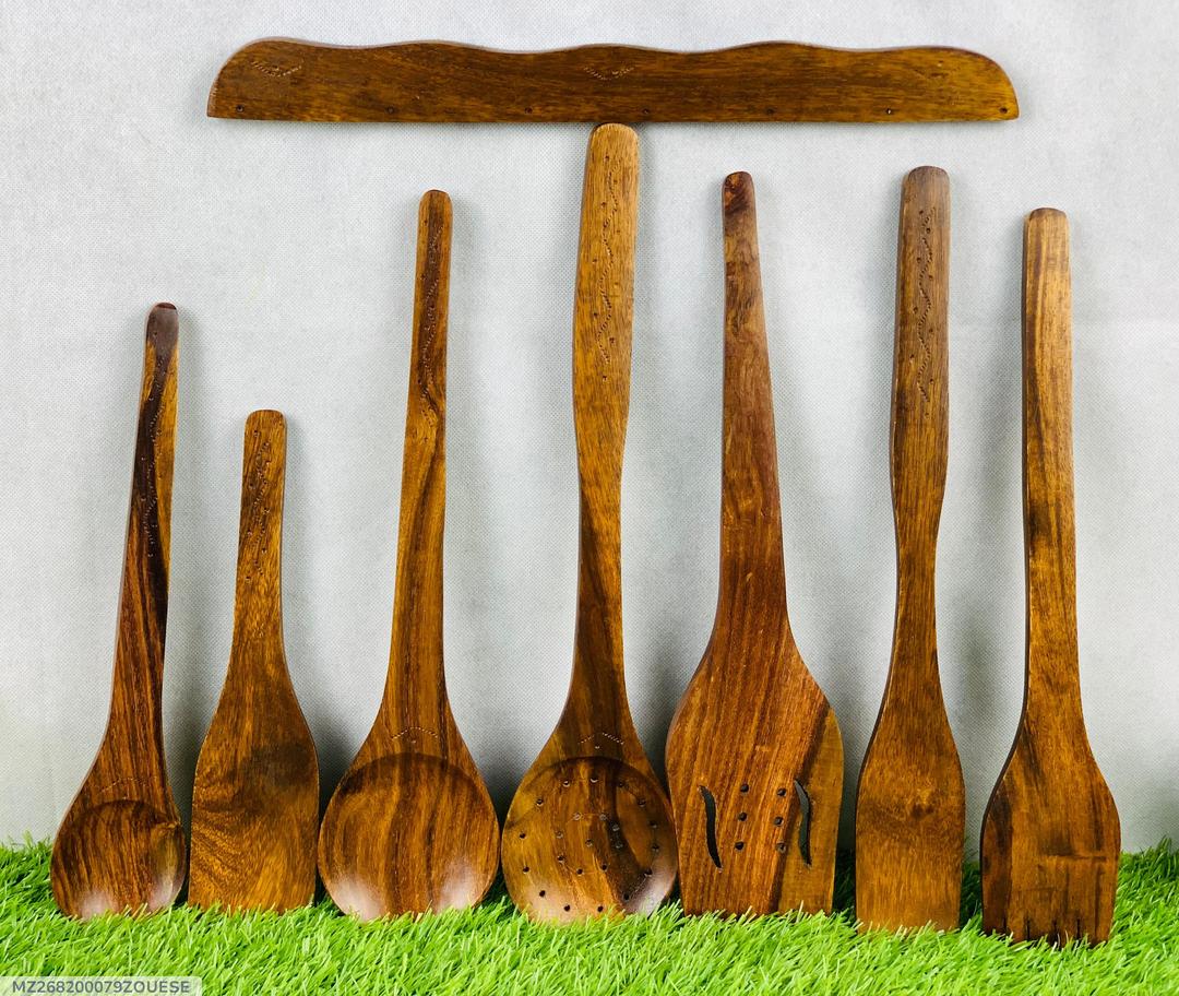 7 Piece Wooden Spoon Set Eco Friendly